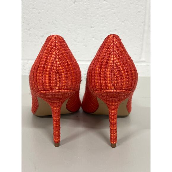 Ann Taylor Sz 8M Red Woven Mae Pointed Toe Slip On Heeled Cocktail Pumps - Picture 3 of 4
